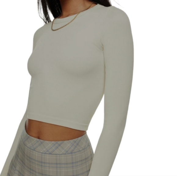 Sunday Best Tops - Aritzia Sunday Best SinchSeamless Ribbed Crew Longsleeve Top T-Shirt, Size XS
